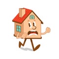 Cartoon character scared house which run away